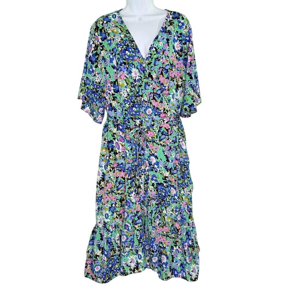 Friday Flamingo Tabitha Wrap Dress US24 NEW Floral True Wrap Plus Size Flowy